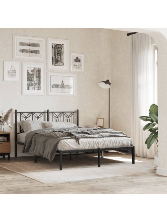 Kovové čelo postele černé 140 cm