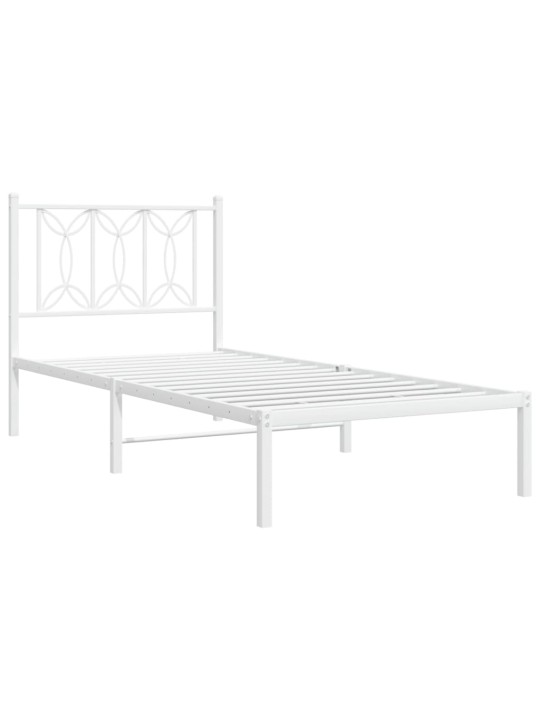 Kovový rám postele bez matrace s čelem bílý 75 x 190 cm