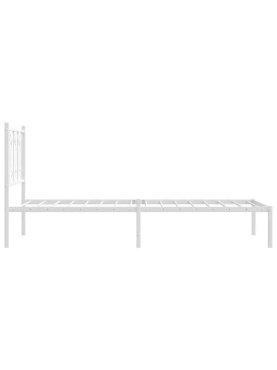 Kovový rám postele bez matrace s čelem bílý 75 x 190 cm