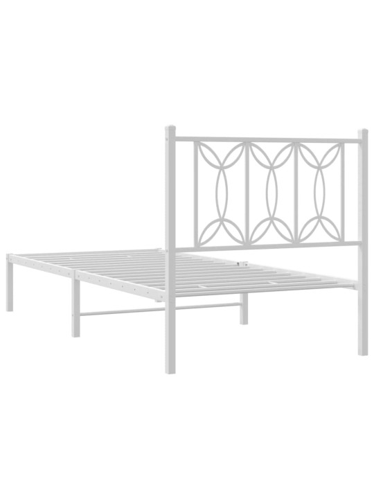 Kovový rám postele bez matrace s čelem bílý 75 x 190 cm