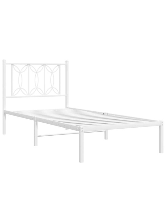 Kovový rám postele s čelem bílý 80 x 200 cm