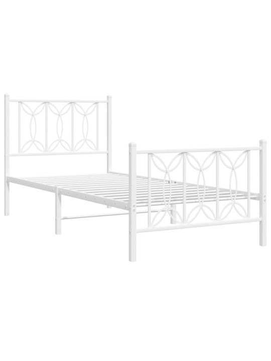Kovový rám postele s hlavovým a nožním čelem bílý 80 x 200 cm