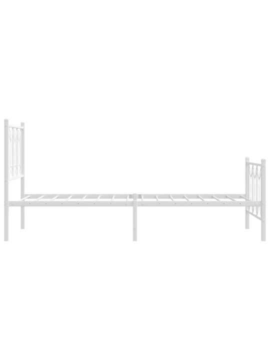 Kovový rám postele s hlavovým a nožním čelem bílý 90 x 200 cm