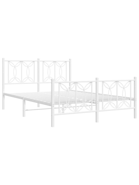 Kovový rám postele s hlavovým a nožním čelem bílý 140 x 200 cm