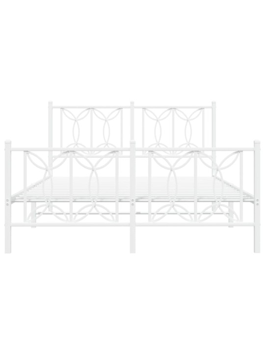 Kovový rám postele s hlavovým a nožním čelem bílý 140 x 200 cm