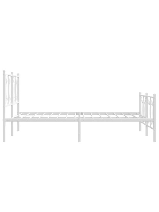 Kovový rám postele s hlavovým a nožním čelem bílý 140 x 200 cm