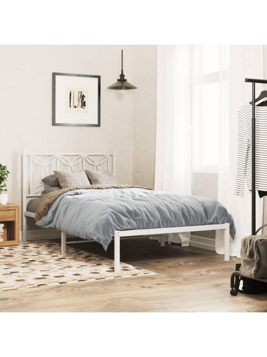 Kovové čelo postele bílé 107 cm