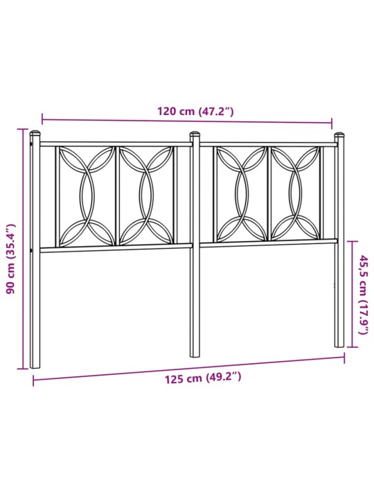 Kovové čelo postele bílé 120 cm