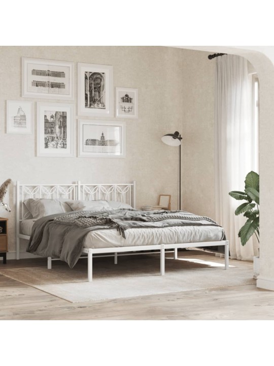 Kovové čelo postele bílé 150 cm