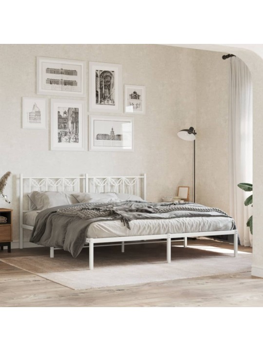 Kovové čelo postele bílé 180 cm