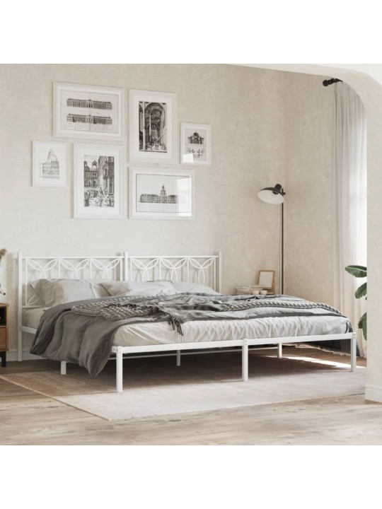Kovové čelo postele bílé 193 cm