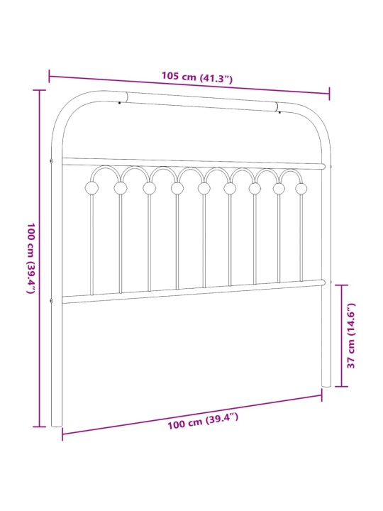 Kovové čelo postele černé 100 cm