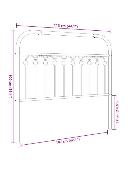 Kovové čelo postele černé 107 cm