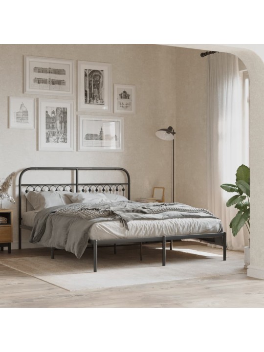Kovové čelo postele černé 150 cm