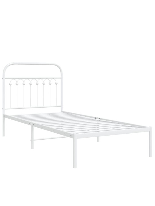 Kovový rám postele s čelem bílý 90 x 200 cm