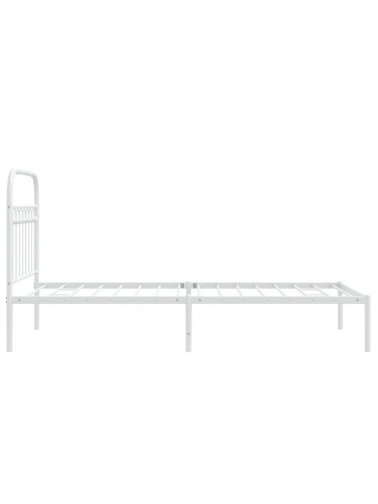 Kovový rám postele s čelem bílý 90 x 200 cm