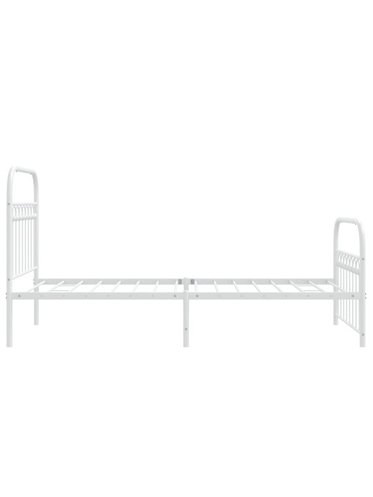 Kovový rám postele s hlavovým a nožním čelem bílý 90 x 200 cm