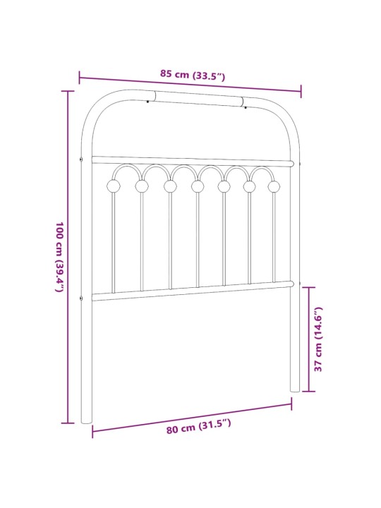 Kovové čelo postele bílé 80 cm