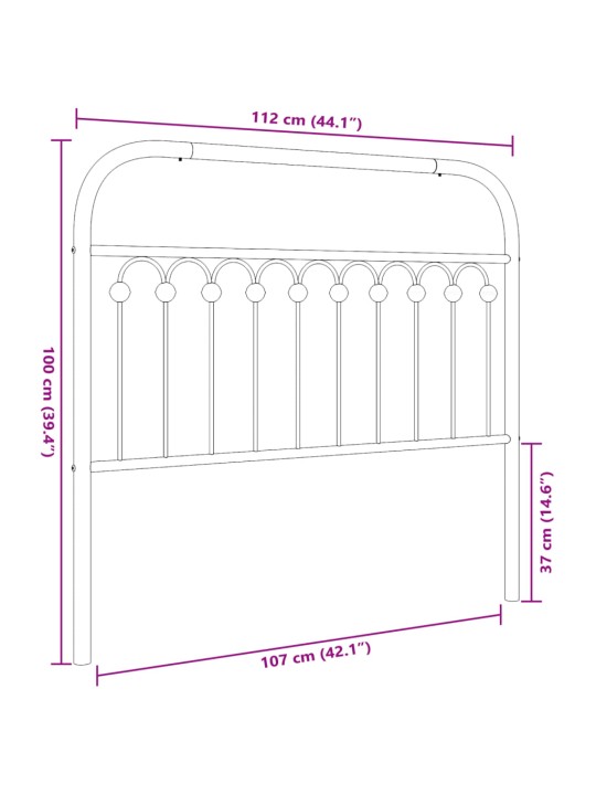 Kovové čelo postele bílé 107 cm