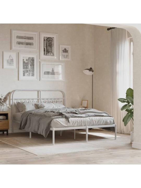 Kovové čelo postele bílé 135 cm