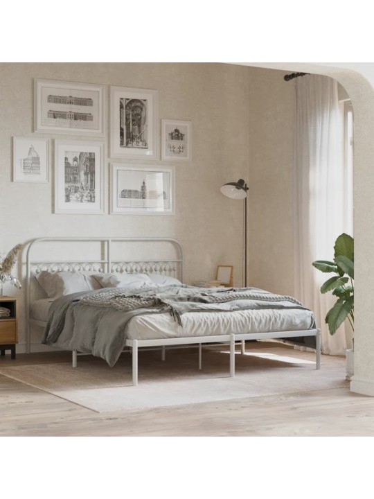 Kovové čelo postele bílé 150 cm