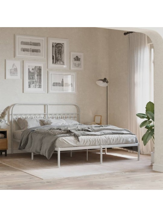 Kovové čelo postele bílé 160 cm