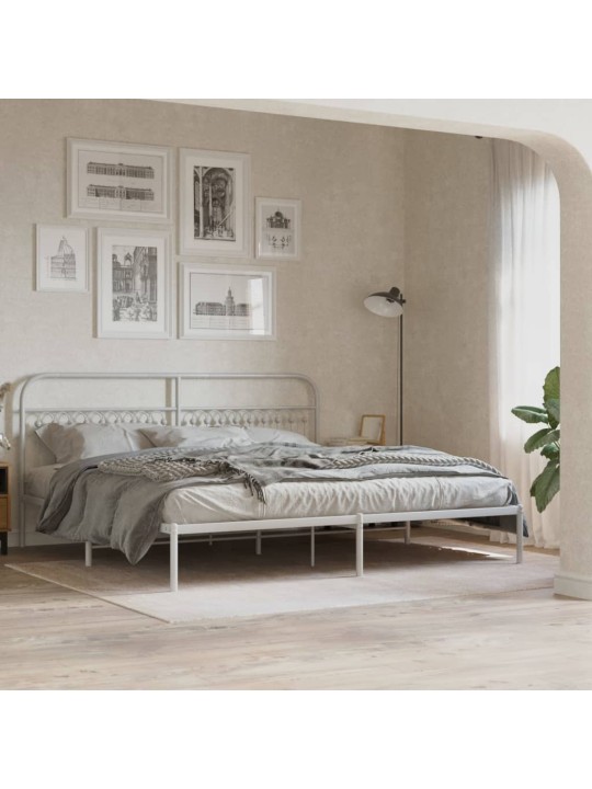 Kovové čelo postele bílé 193 cm