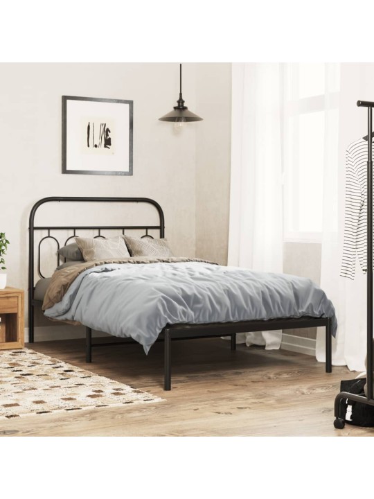 Kovové čelo postele černé 107 cm