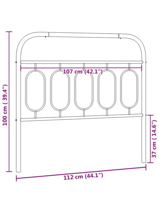 Kovové čelo postele černé 107 cm