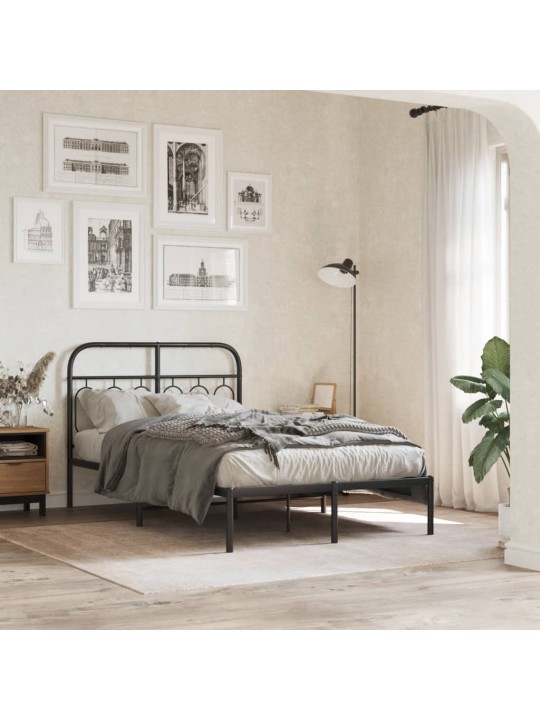 Kovové čelo postele černé 120 cm