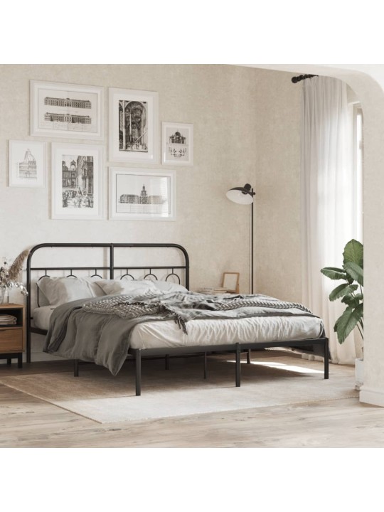 Kovové čelo postele černé 137 cm