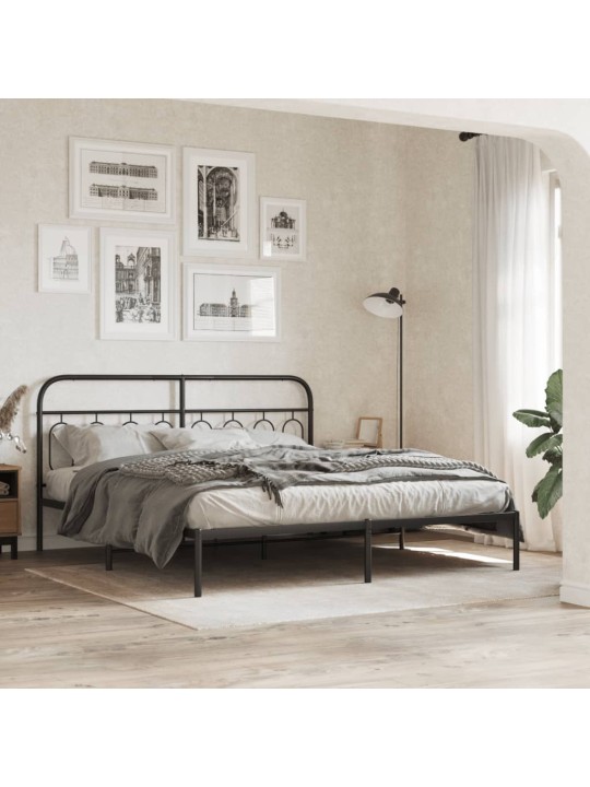 Kovové čelo postele černé 193 cm