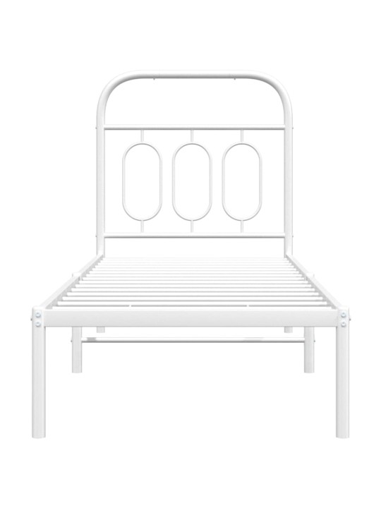 Kovový rám postele bez matrace s čelem bílý 75 x 190 cm