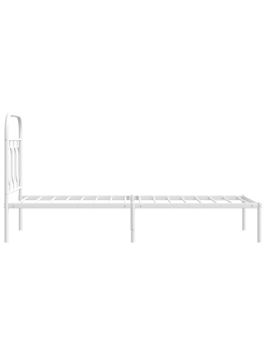 Kovový rám postele bez matrace s čelem bílý 75 x 190 cm