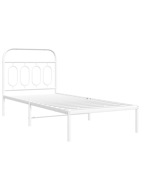 Kovový rám postele s čelem bílý 80 x 200 cm
