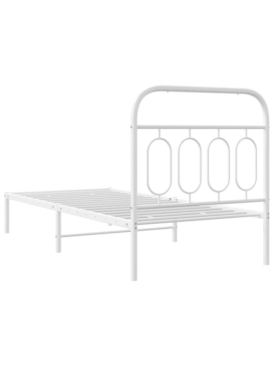 Kovový rám postele s čelem bílý 80 x 200 cm