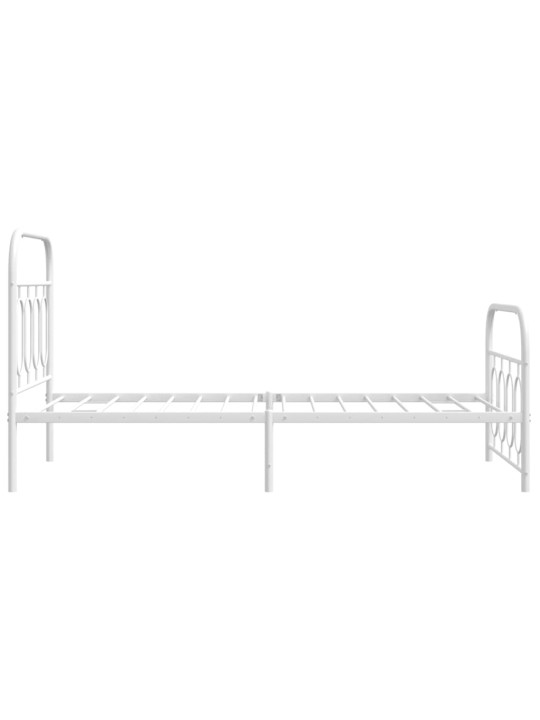 Kovový rám postele s hlavovým a nožním čelem bílý 90 x 200 cm