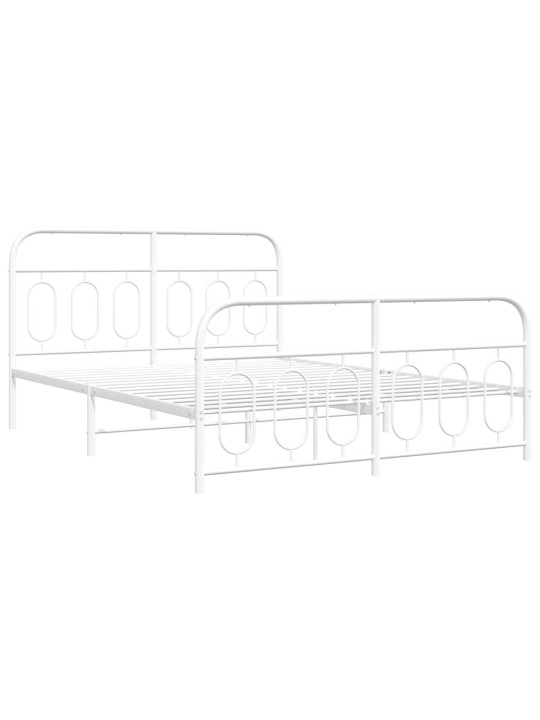 Kovový rám postele s hlavovým a nožním čelem bílý 140 x 200 cm