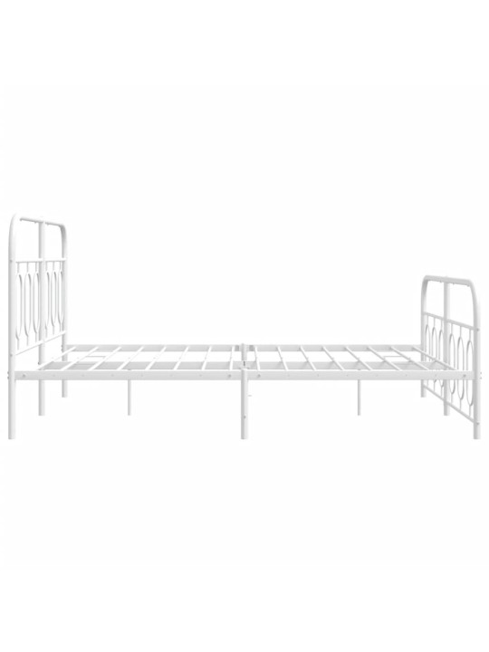 Kovový rám postele s hlavovým a nožním čelem bílý 140 x 200 cm