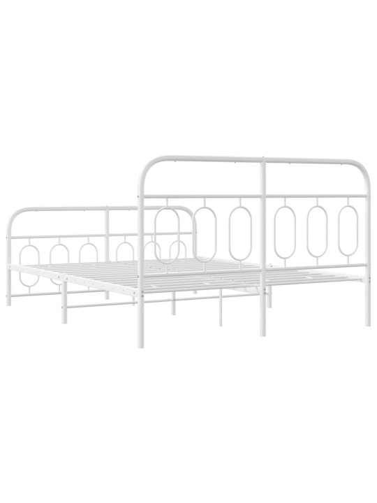 Kovový rám postele s hlavovým a nožním čelem bílý 140 x 200 cm