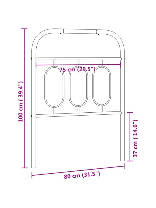 Kovové čelo postele bílé 75 cm