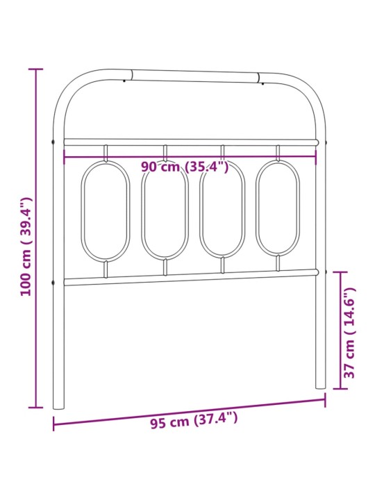 Kovové čelo postele bílé 90 cm