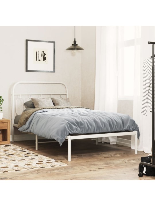 Kovové čelo postele bílé 107 cm