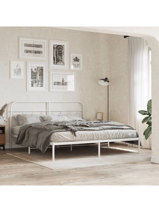 Kovové čelo postele bílé 193 cm