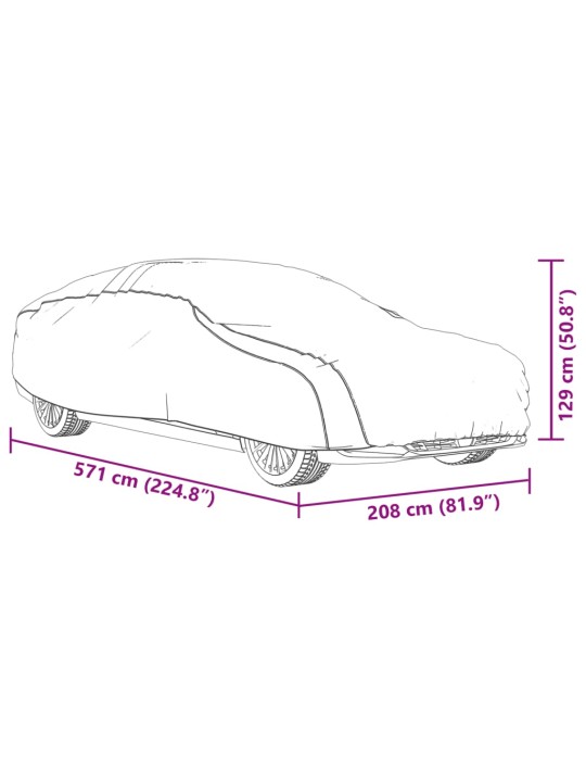Autopotah pro sedan s popruhy na přezky celý stříbrný XXL PEVA