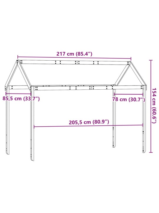 Střecha na dětskou postel bílá 217 x 85,5 x 154 cm borové dřevo