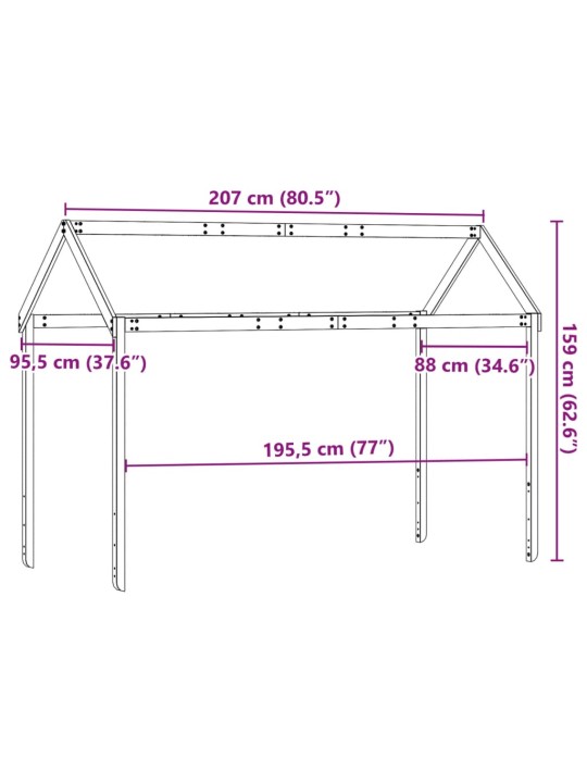 Střecha na dětskou postel 207x95,5x159 cm masivní borové dřevo
