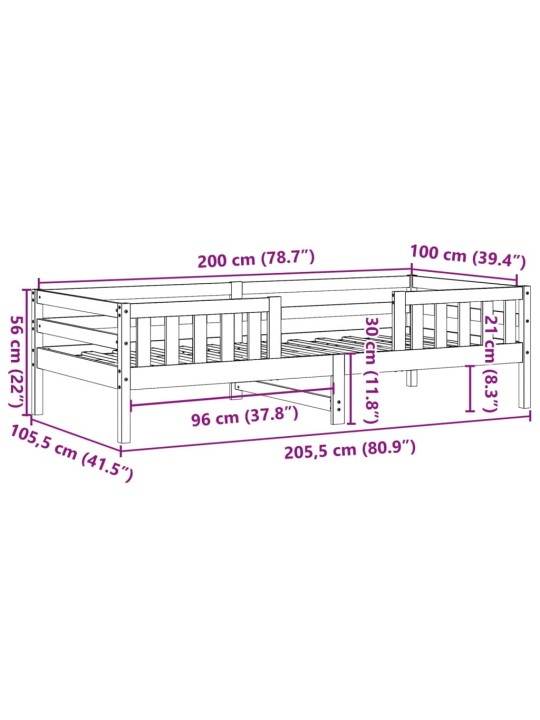 Postel bez matrace bílá 100 x 200 cm masivní borovice