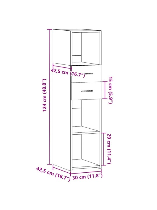 Skříň highboard kouřový dub 30 x 42,5 x 124 cm kompozitní dřevo