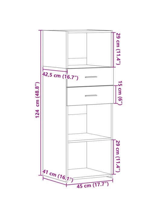 Skříň highboard hnědý dub 45 x 42,5 x 124 cm kompozitní dřevo